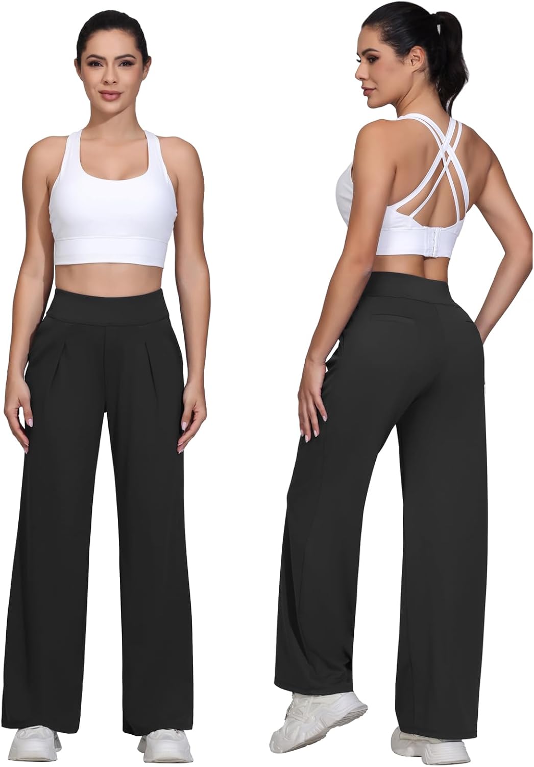 Wide Leg Dress Pants Women Yoga Athletic Sweatpants High Waisted with Pockets Stretch Work Trousers Casual Slacks - Image 4
