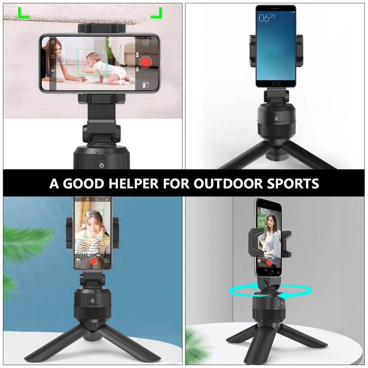 Uonlytech Soporte Giratorio para Teléfono Seguimiento Facial Trípode Inteligente Cardán 360 Grados