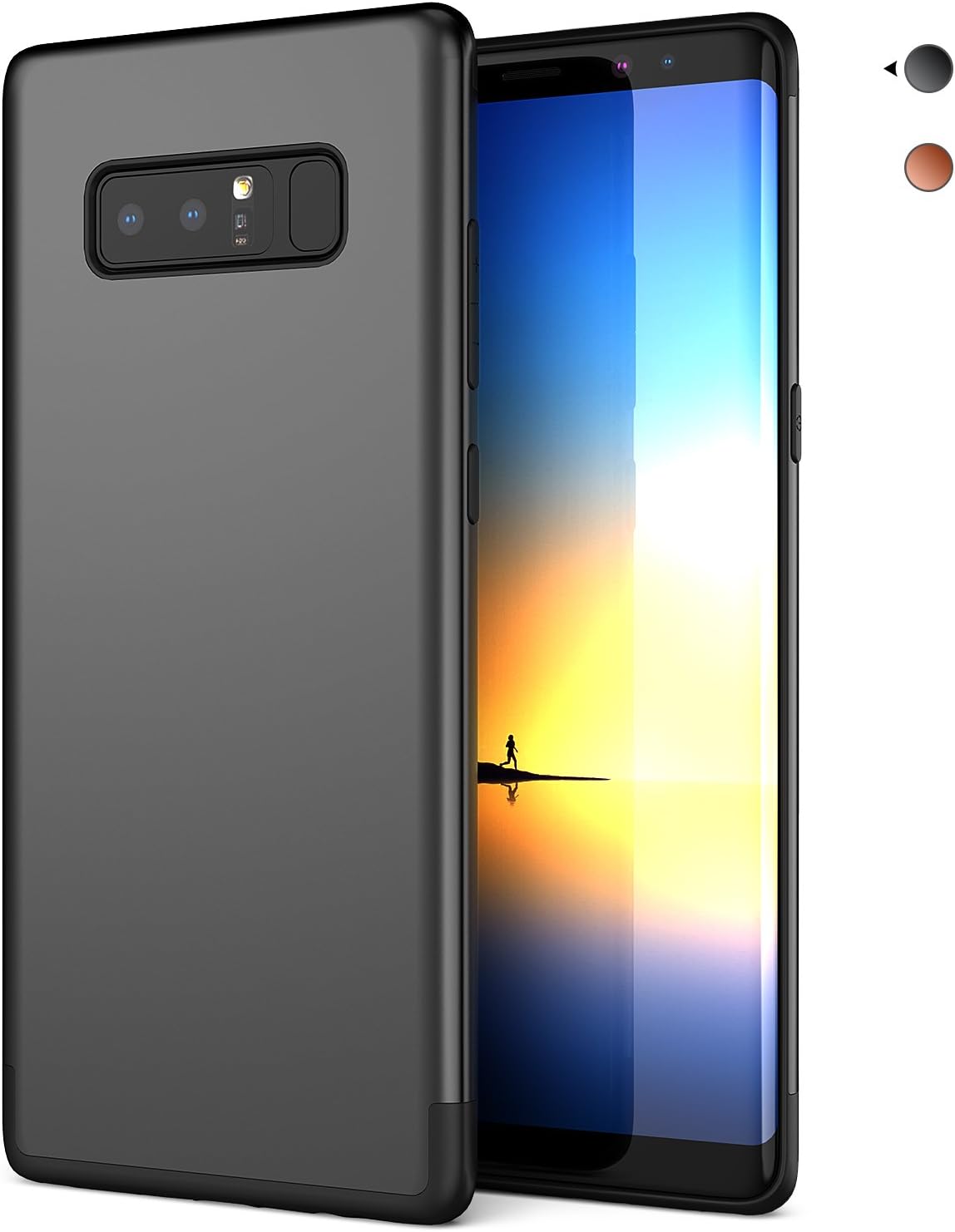 for Galaxy Note 8 Case, Leseeing Note 8 Case [TPU+PC] Dual Protection for Samsung Galaxy Note 8 Case with Soft Bumper Black Note 8 Case [Support Wireless Charging] - Black