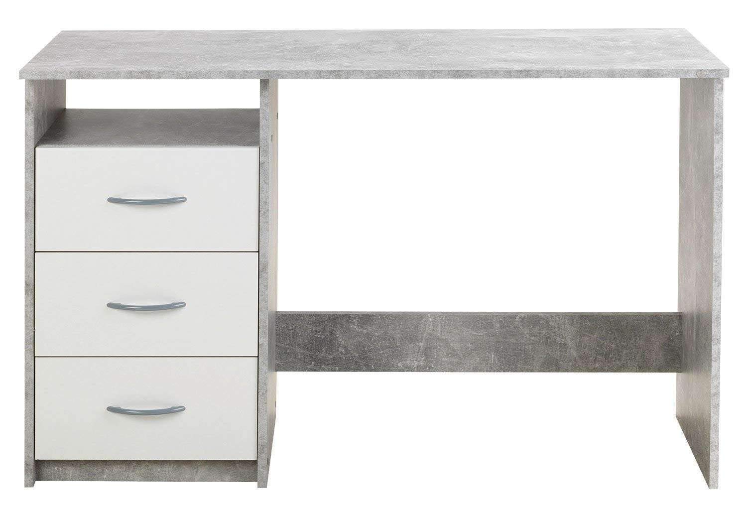 AVANTI TRENDSTORE - Adria - Scrivania con 3 cassetti bianchi ed 1 vano aperto, in legno laminato, disponibile in 3 diversi colori (Grigio)
