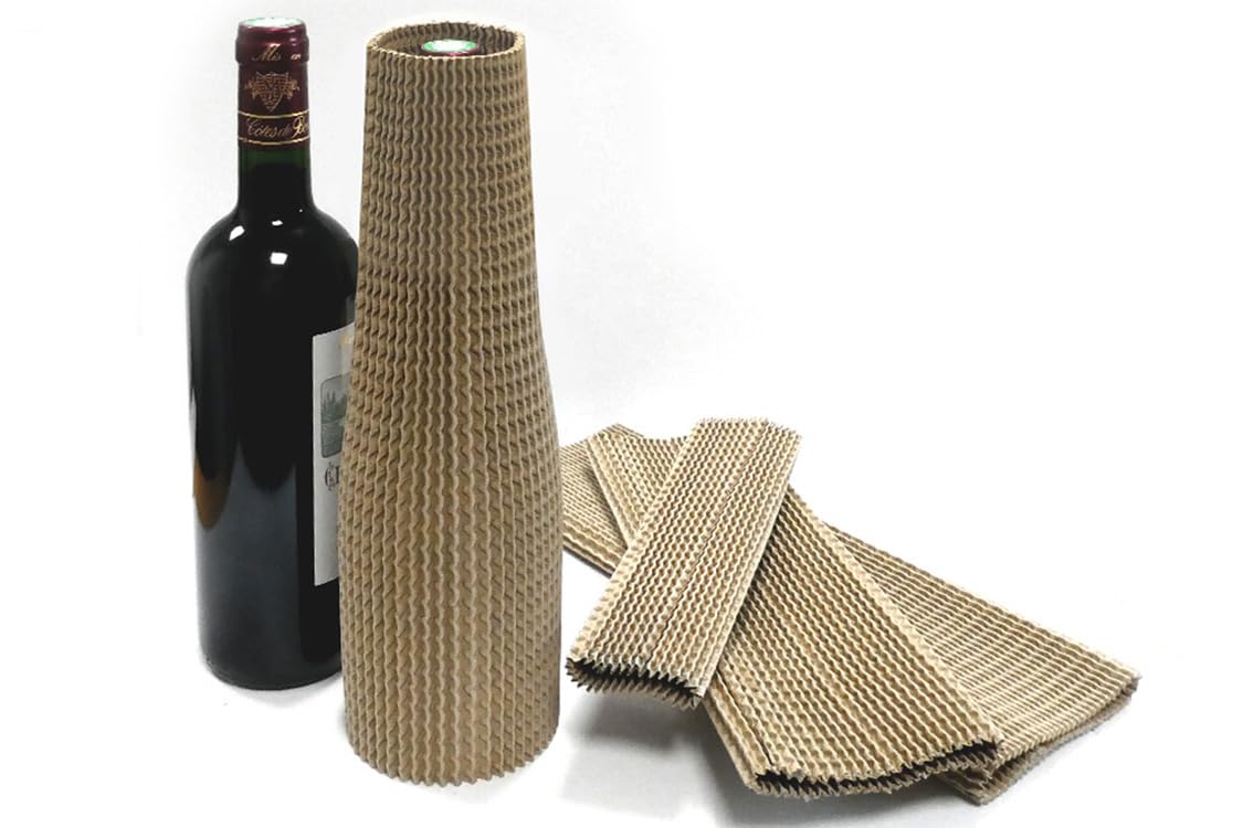 100 manchons carton ondulé étirable protection verre bouteille flacon 75 x 300 m/m