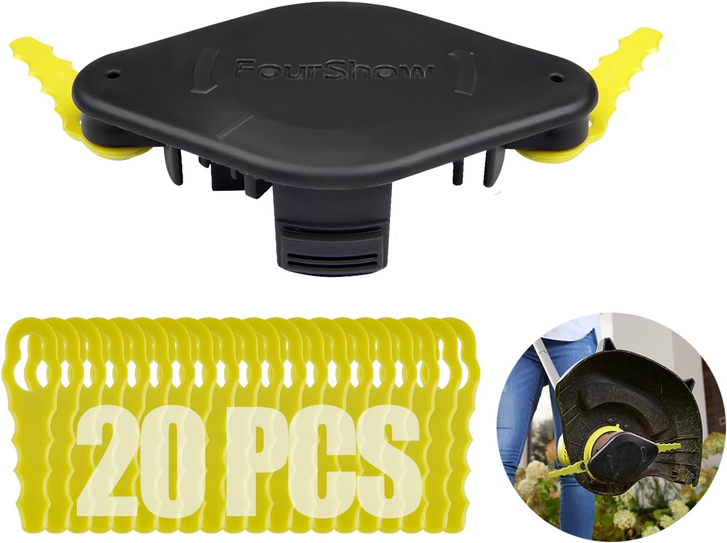 【Quickload】 Bladed Trimmer Head Compatible with Ryobi String Trimmer 18V 24V Hybrid,AC052N1 Weed Eater Bladed Head ACFHRL2 with 20Pcs Spare Blades