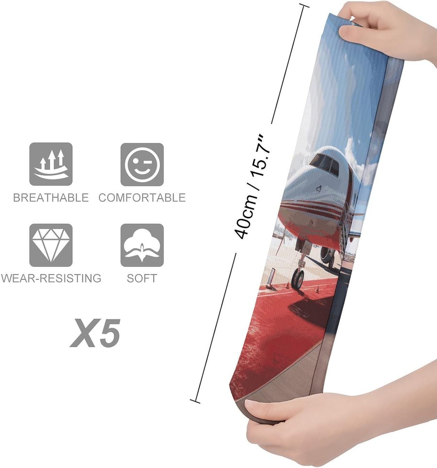 Red Carpet Airplane Knee High Socks Cozy Knee High Socks Soft Mid-Length Sock for All Seasons Daily Wear Adult