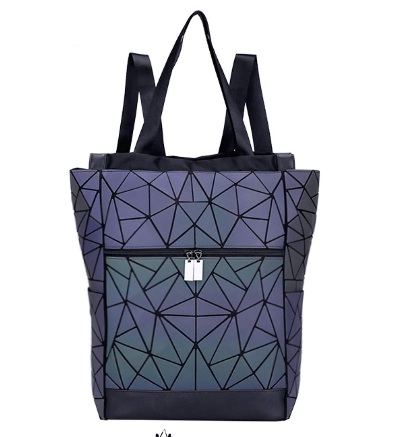 Geometric Backpack for Women Reflective Holographic Backpacks Luminous Shard Lattice Shoulder Bag Fashion Rucksack,