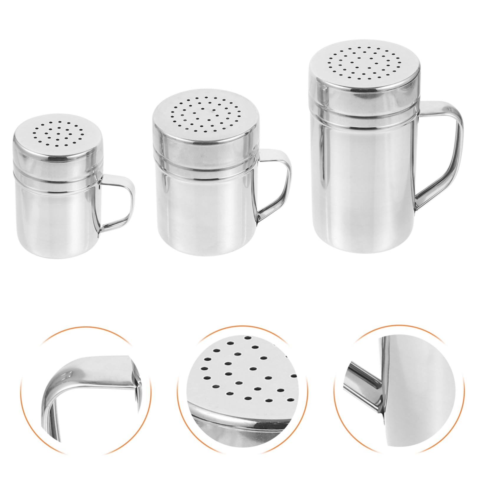 CIYODO 3pcs Powdered Sugar Shaker Flour Shaker Lid Stainless Steel Baking Cooking Tool with Duster