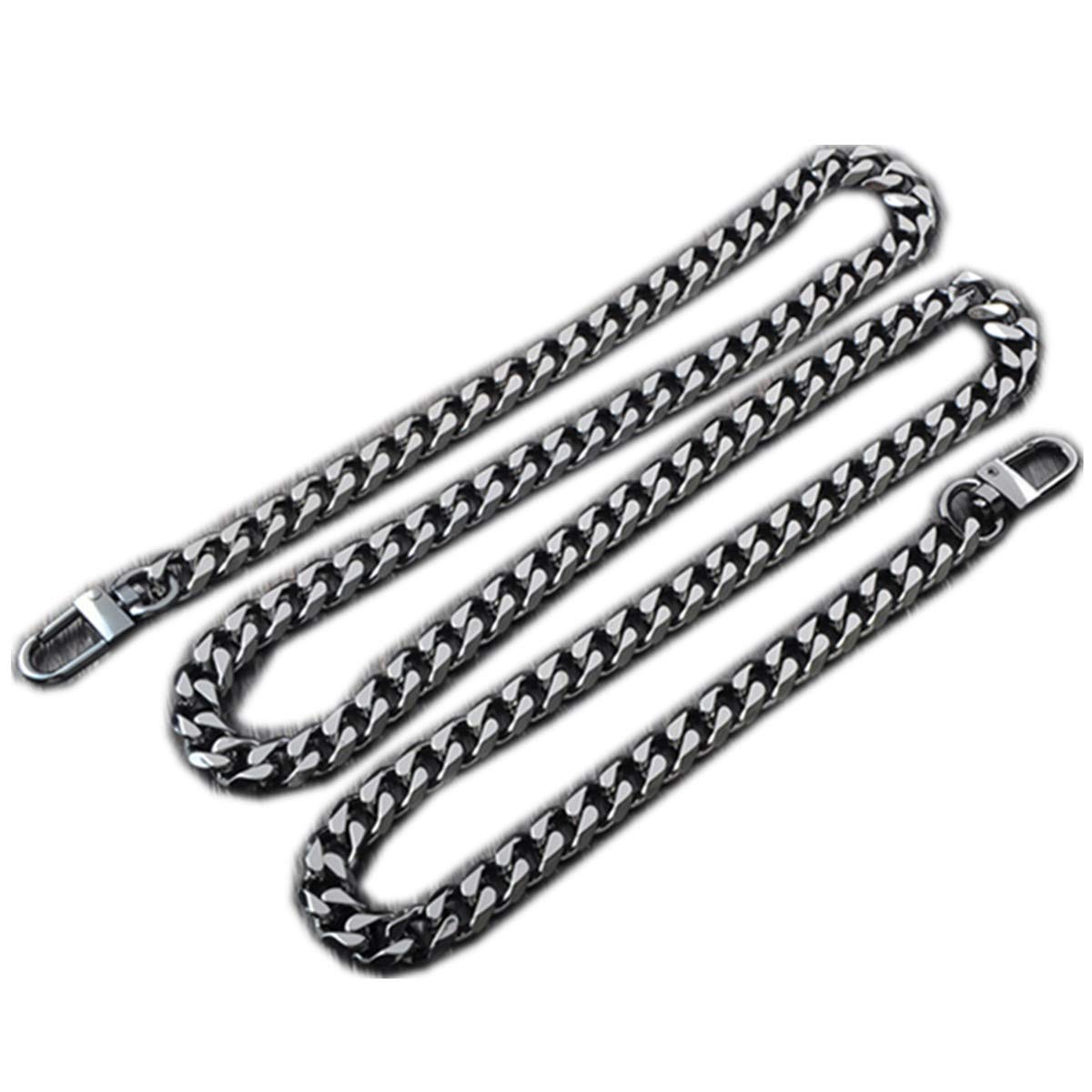 Correa de bolso,Correa de bolso,Correa de bolso,Co 6 superficies molidas planas DIY hierro negro cadena de Metal correa de bolso cadenas correas de bolso hombro cruzado correas de repuesto(Length 62")