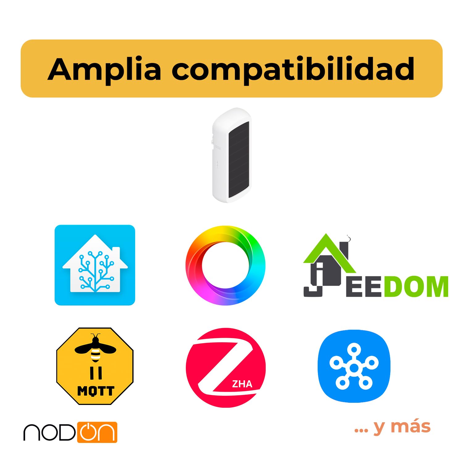 NodOn - Zigbee 3.0 - Sensor temperatura y humedad sin pila, autónomo en energía, panel solar de baja luminosidad, sin mantenimiento, compatible Home Assistant, SmartThings, Homey, Jeedom, Z2M y ZHA