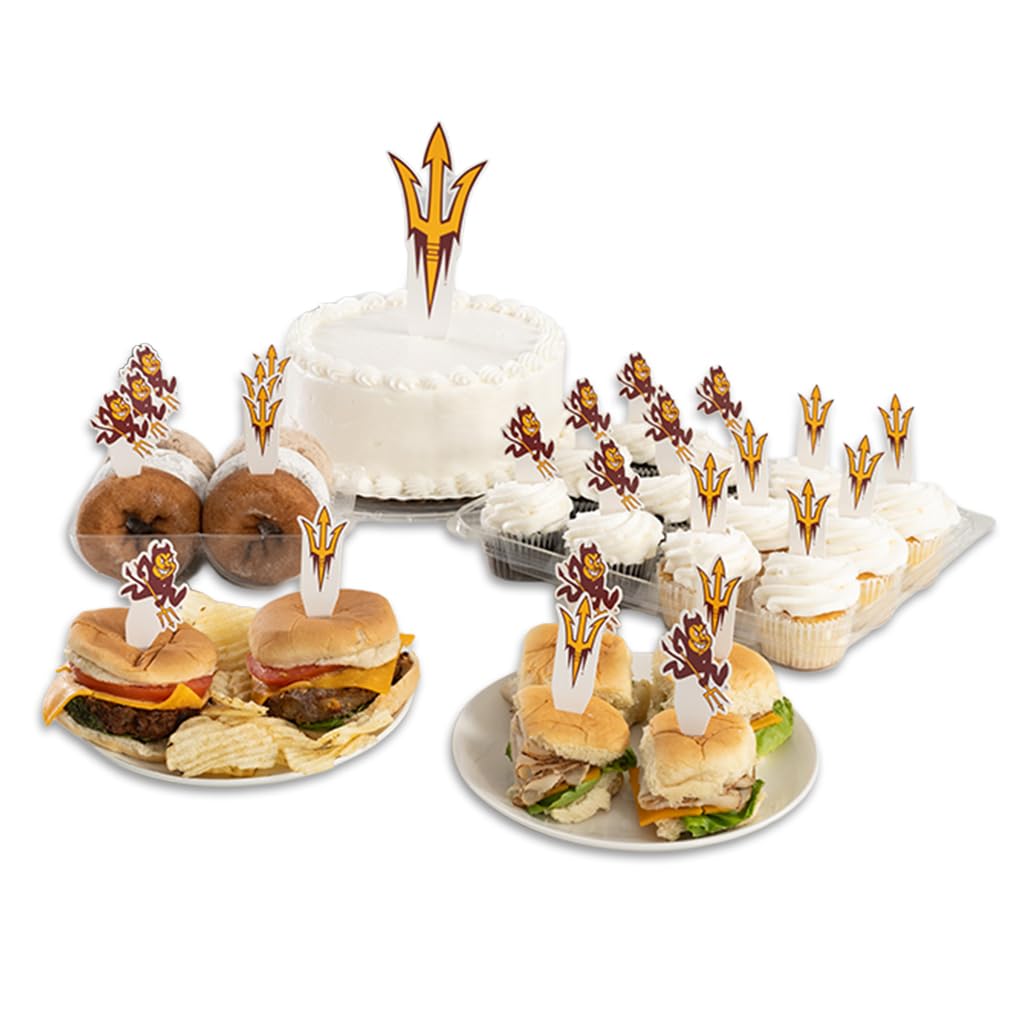 Desert Cactus Arizona State University Cupcake Topper and Cake Toppers Set - ASU Sun Devils 25 Pcs Food Party Supplies, Decorations, Graduation and