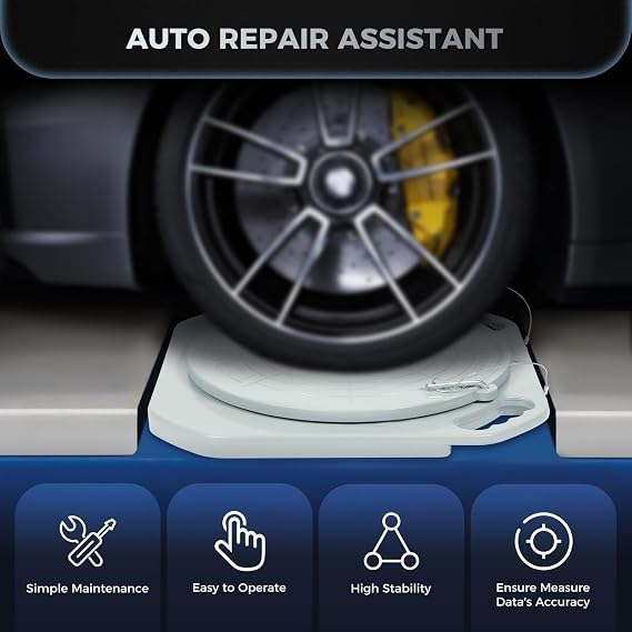Wheel Alignment Turn Plates - Heavy Duty 5 Ton Kit with Transition Blocks and Thrust Pads, 360° Rotating for Garage and Auto Repair