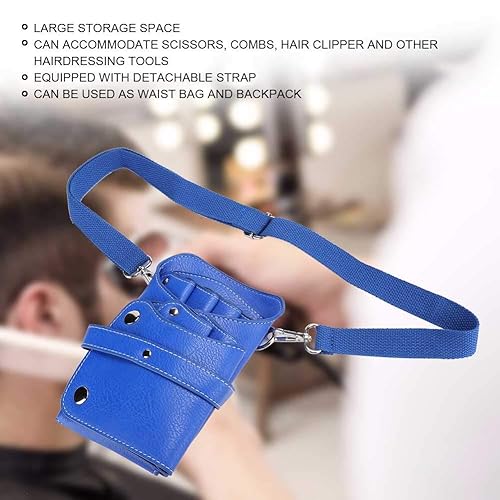 Miniatura 4 de Bolsa portátil para tijeras de peluquero, bolsa de tijeras para el cabello para estilista, bolsa de cintura retro de cuero, bolsa de tijeras de