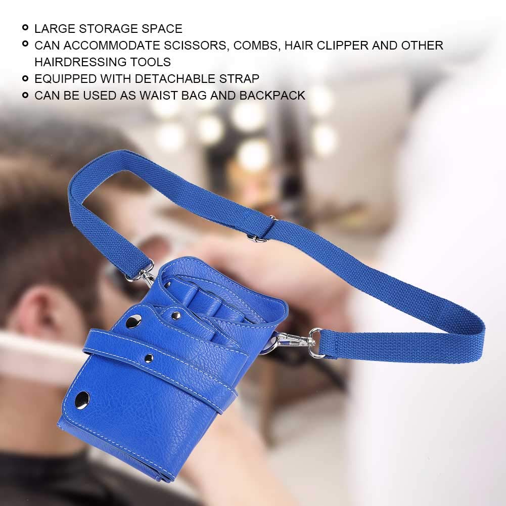 Custodia per forbici da parrucchiere, Multi Funzionale Tasche Accessori Parrucchieri Organizzato Tracolla Regolabile Salone Barbieri Storage Case PU Pelle -borsa di immagazzinaggio, Blu, casual