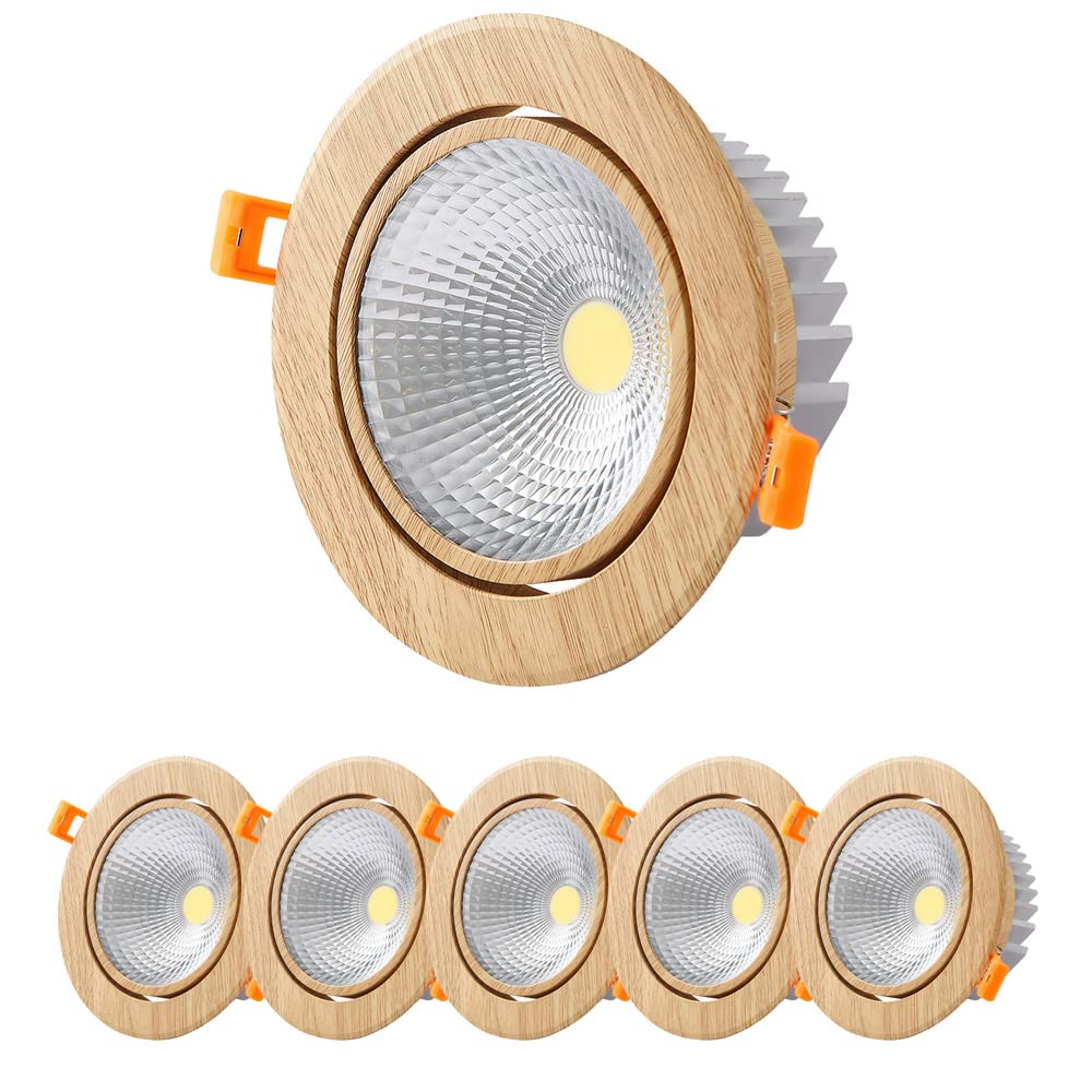 Focos empotrables de Techo LED de 12 W, Paquete de 6 y 10 Unidades, minifocos de Techo, focos COB de ángulo Ajustable con Forma de Globo Ocular, Corte de 115-135 mm.