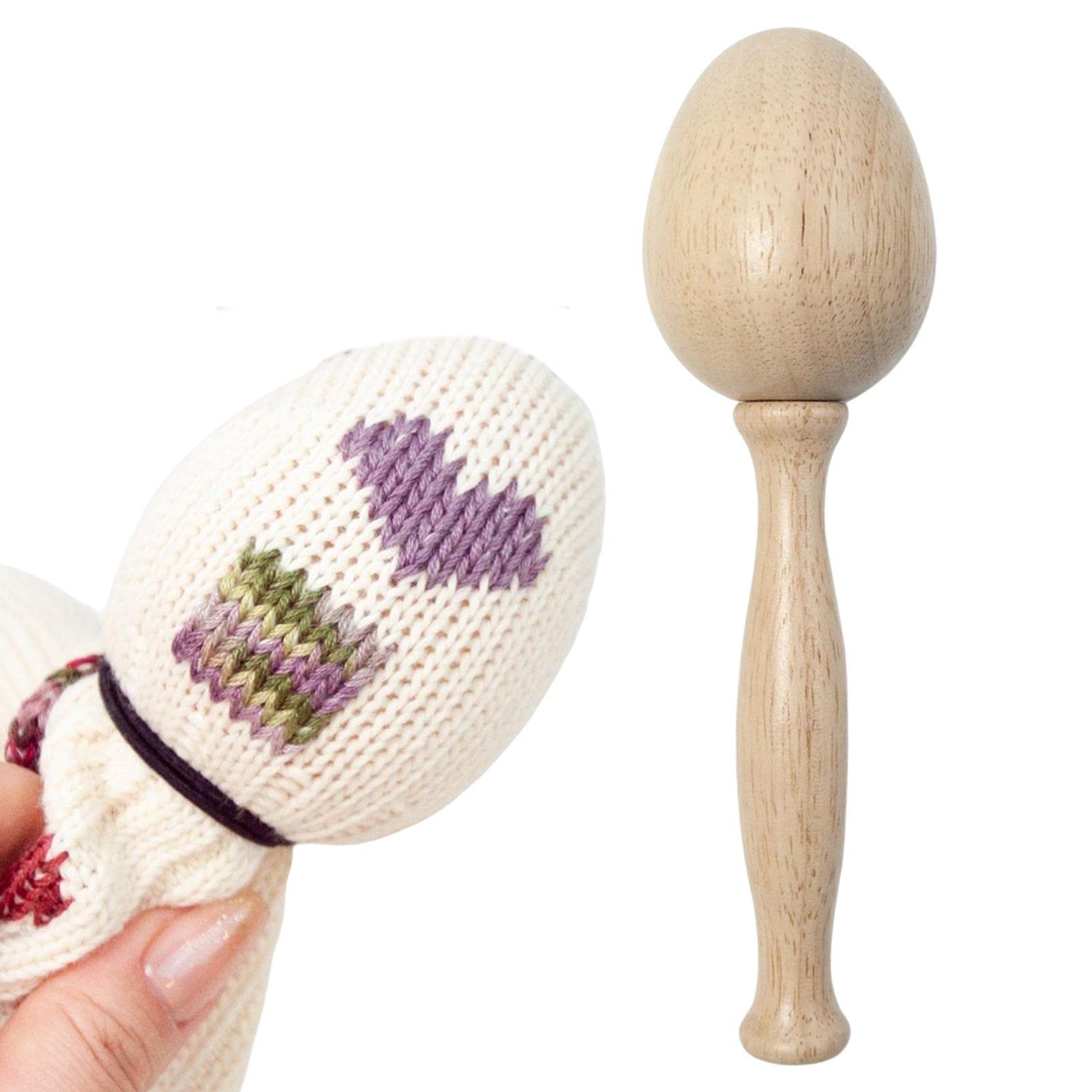 Veeteah Darning Egg for Socks - Easy Grip Mending Kit with Curved Handle,Darning for Socks, Wood Darning Egg, Wooden Darning Supplies Kit for Home
