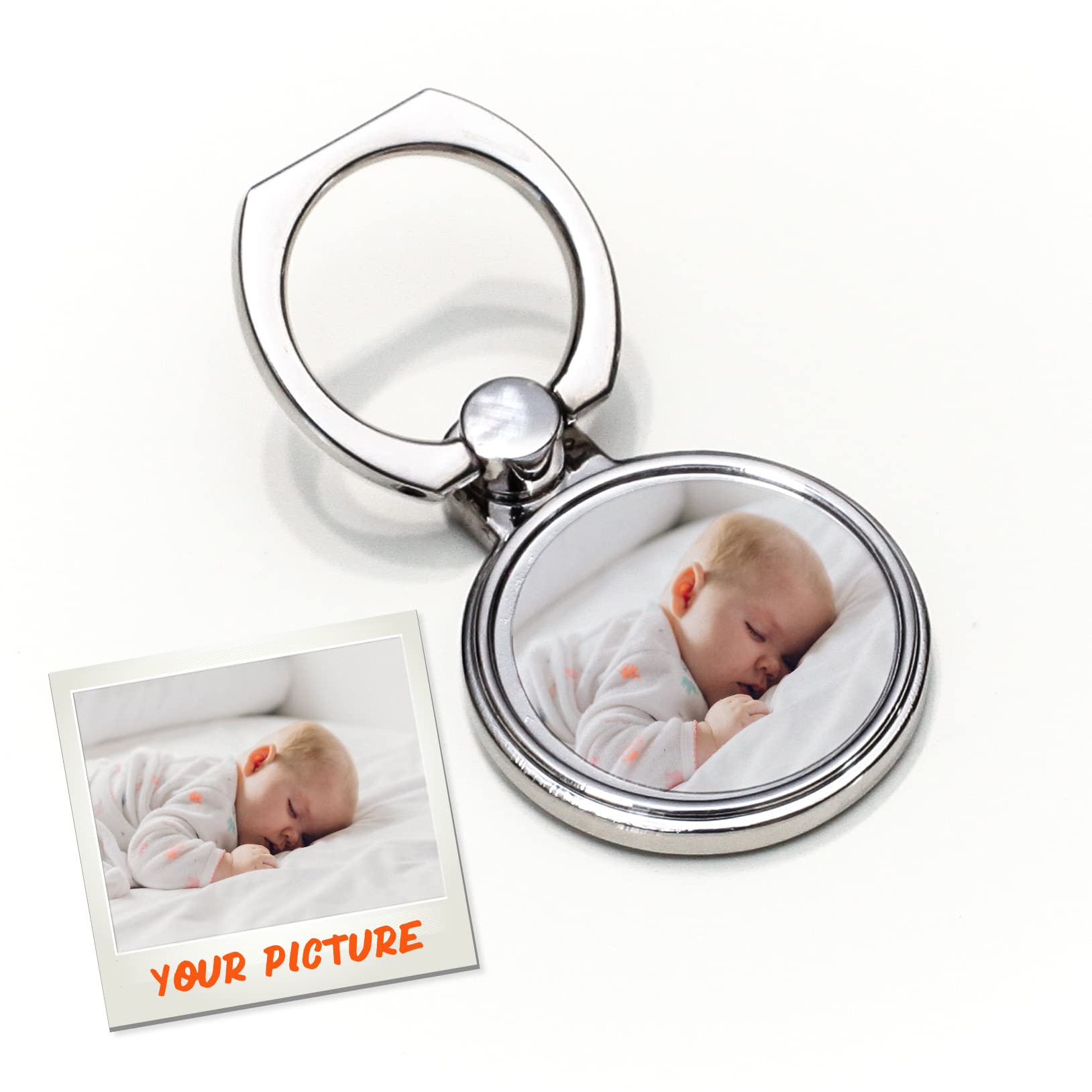Custom Phone Grip Metal Ring Your Own Photo Initials Logo Stand Handle for Phones
