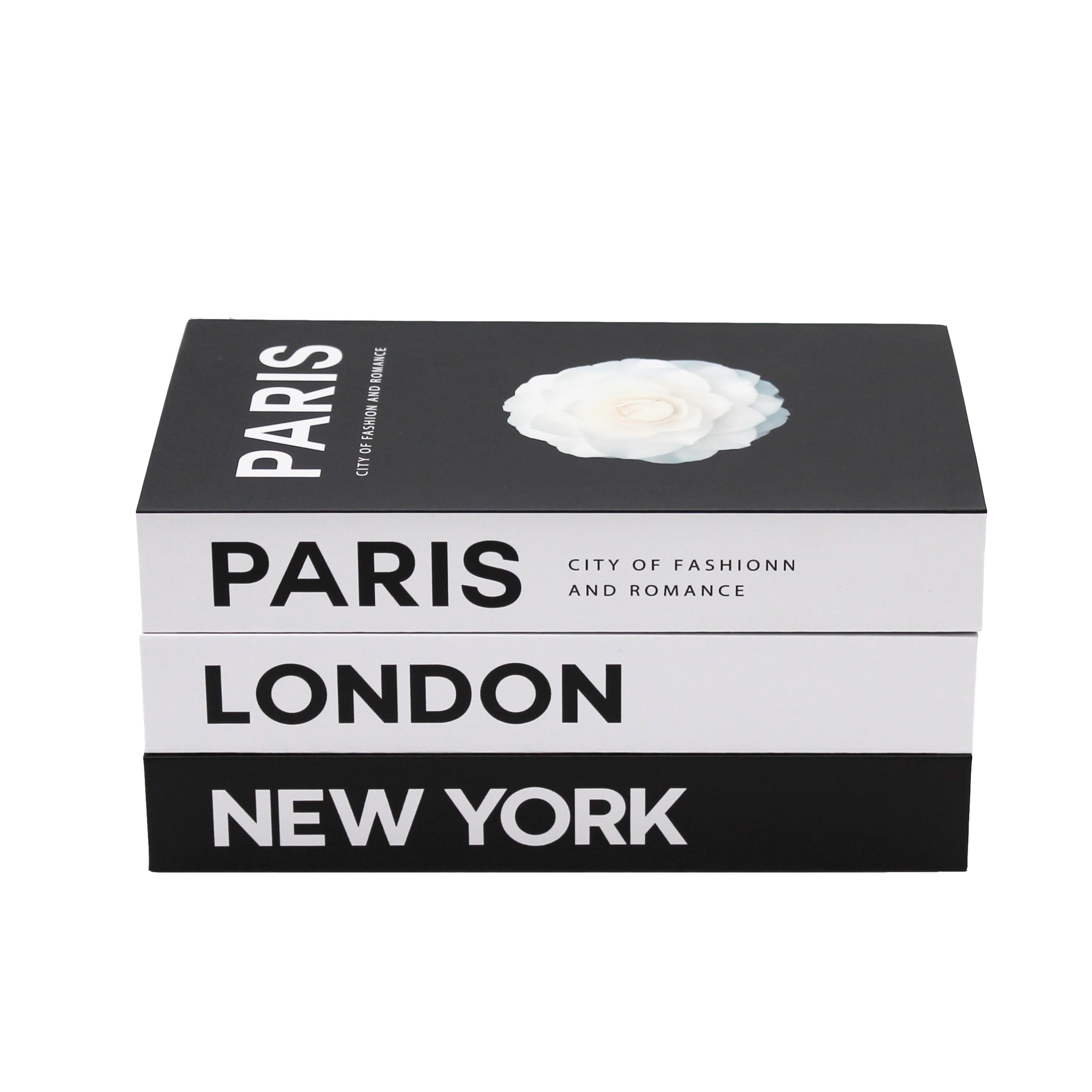 Faux Decorative Bookend - Decorative Books - Boxes for Coffee Table, Bookshelf Decor - Fake Books for Home Decor, Photo Box Storing Memories - Set of 3 Units- Ref: Cities