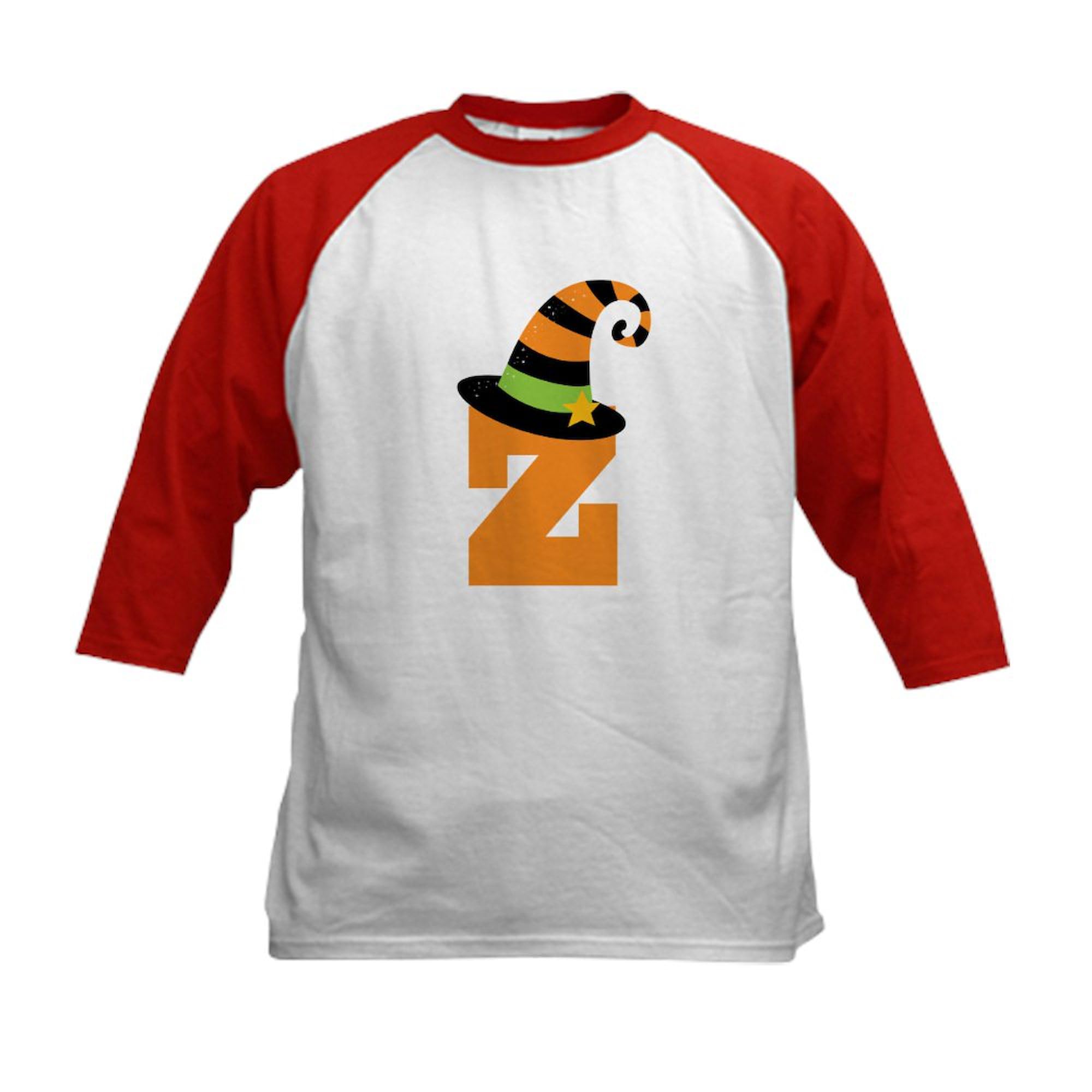 CafePress Halloween Letter Z Witch Monogram Kids Baseball Je Kids Cotton Baseball Jersey, 3/4 Raglan Sleeve Shirt Red/White