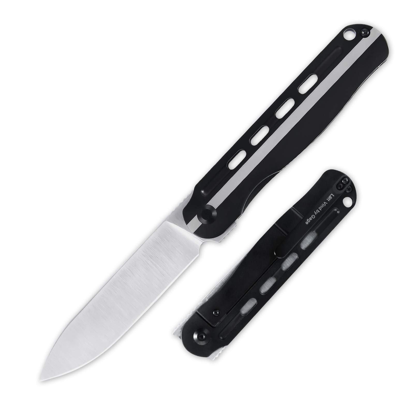 KizerPocket Knife, S35VN Blade Folding Knife, Black Titanium Handle Folding Pocket Knife with Pocket Clip, Small EDC Knife for Men Women, Lätt Vind Ki4567A1