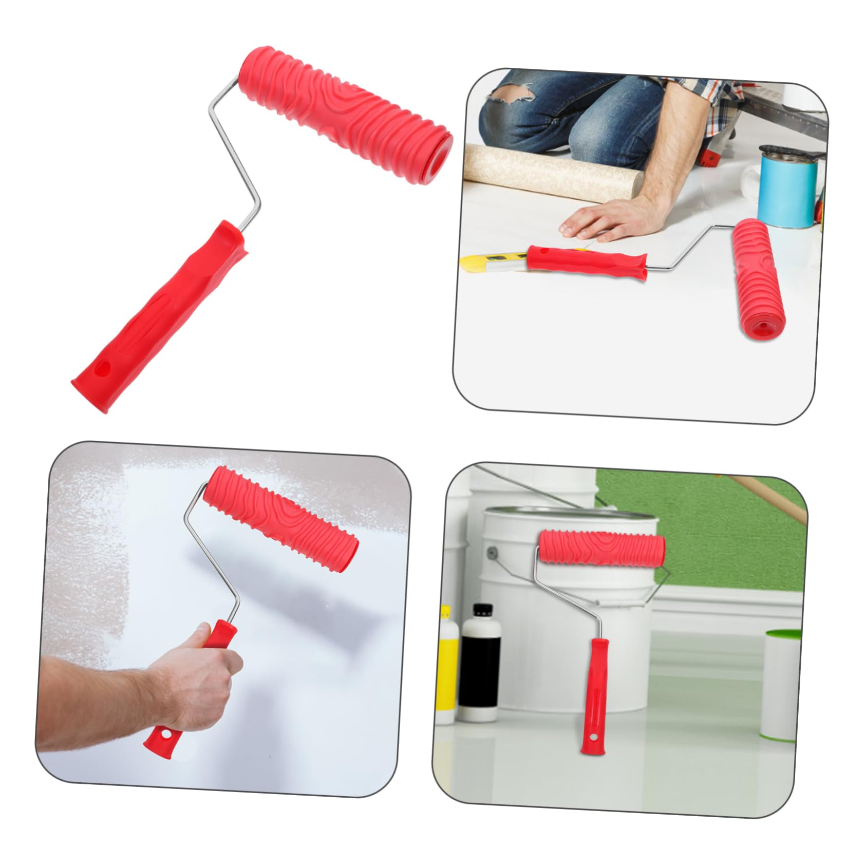 Housoutil 3St Dekorationsrolle Seifenspender Unterlage gefälscht Plattenspender Farbroller aus Schaumstoff wandverkleidung wand polsterung Trockenbau-Texturpinsel Farbtexturwalze Gummi rot