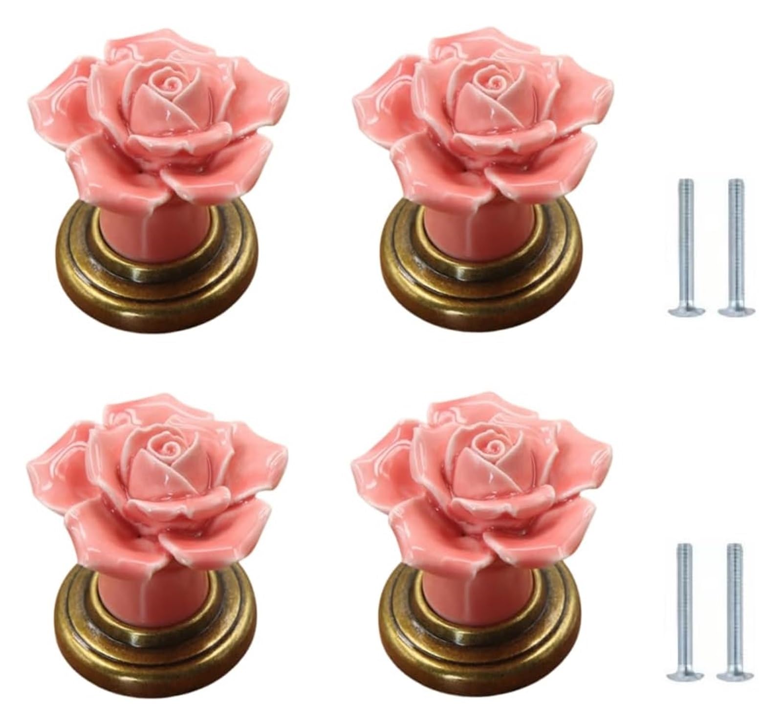 Enmrfvkz Qinggu-Pink Ceramic Cupboard Drawer Handle Knobs, Ceramic Zinc Alloy Cupboard Drawer Handle Knobs Multicolor 40X40mm 4 Pack(Qinggu-Pink)