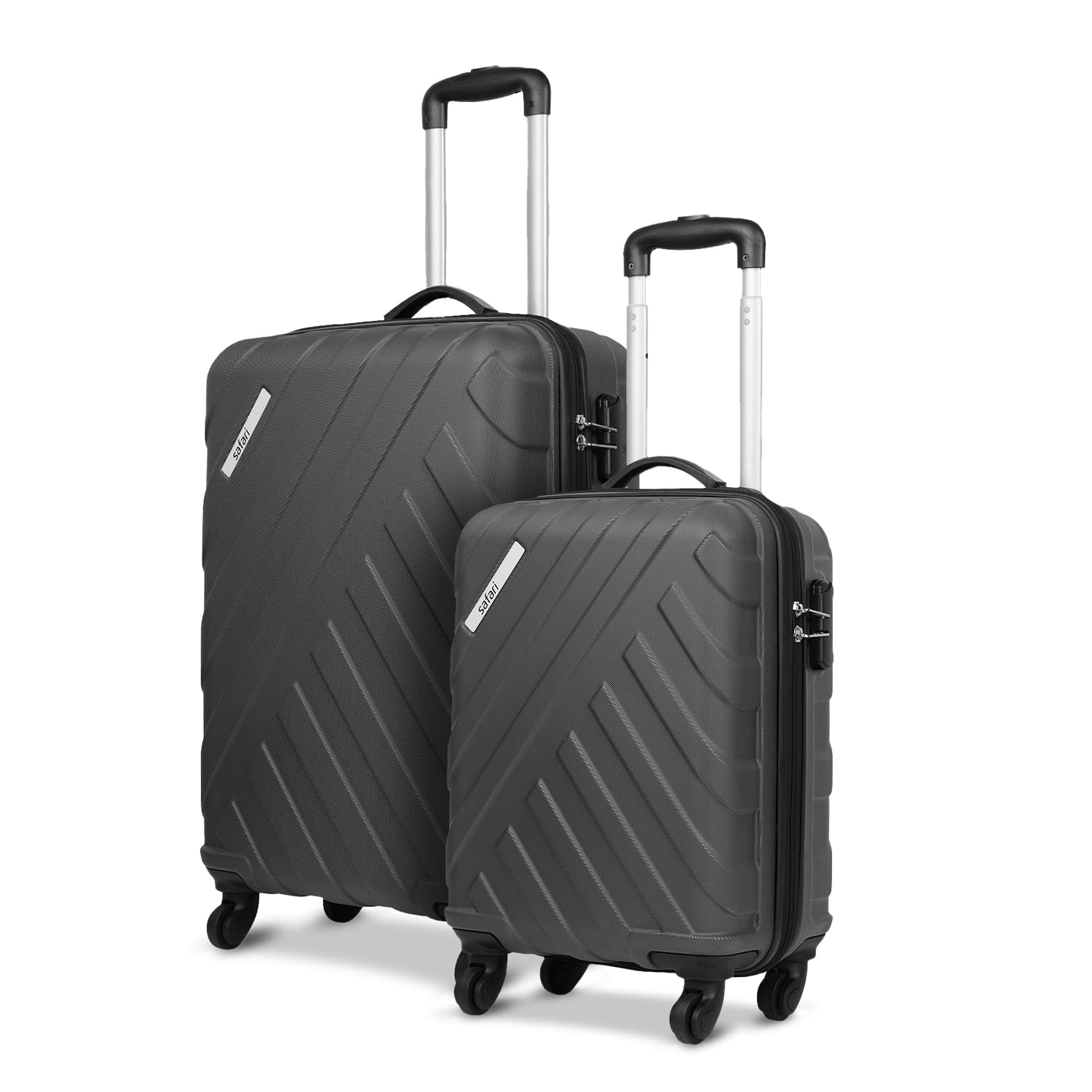 Safari Ray Trolley Bag Hard Case Polycarbonate 4 Wheels 360 Degree Wheeling System Luggage, Travel Bag, Suitcase for Travel, Trolley Bags for Travel, Gun Metal, Set of 2 (55 cm/67 cm), Luggage