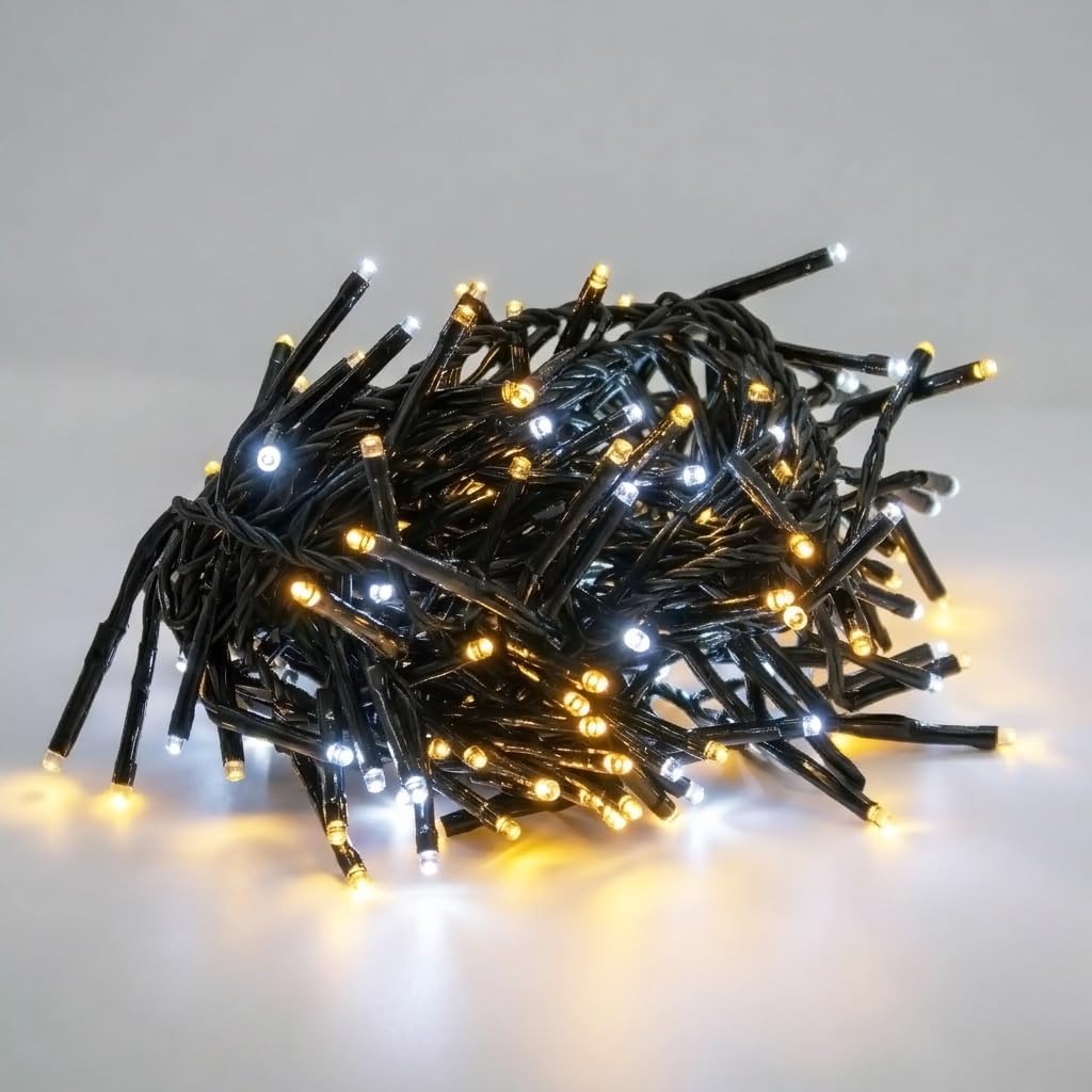 Spetebo LED Büschel Lichterkette kalt/warm weiß LED Mix - 3000 LED / 22 m- Cluster Lichterkette mit 8 Funktionen und Speicherchip - Weihnachtsbaum Lichter Deko für Innen und Außen (22,0m / 3000 LED)