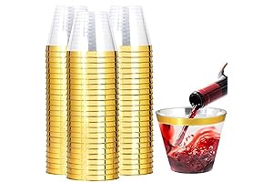Disposable Wedding Cups of 200 Elegantly Designed Gold Plastic Cups