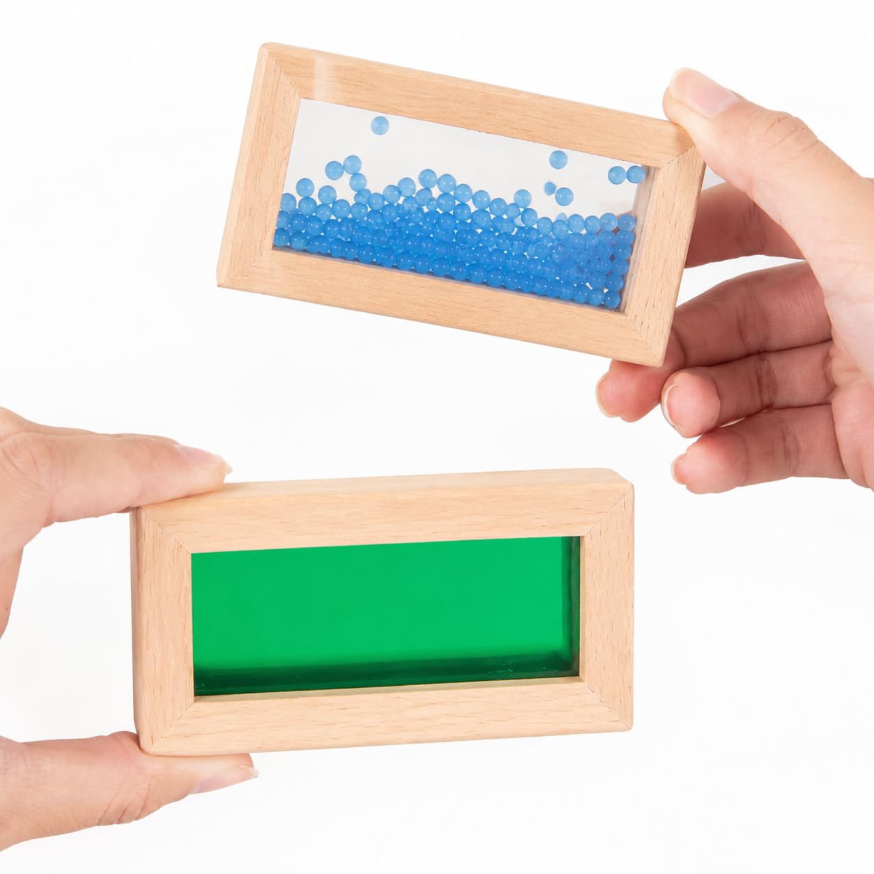 Kinder Bausteine Holzbausteine Acrylblöcke Konstruktionsspielzeug Steckbausteine aus Buchenholz mit Transparenten Fenstern für Hand-Auge-koordination, 23-teilige Acryl-Sensorik-Bausteine