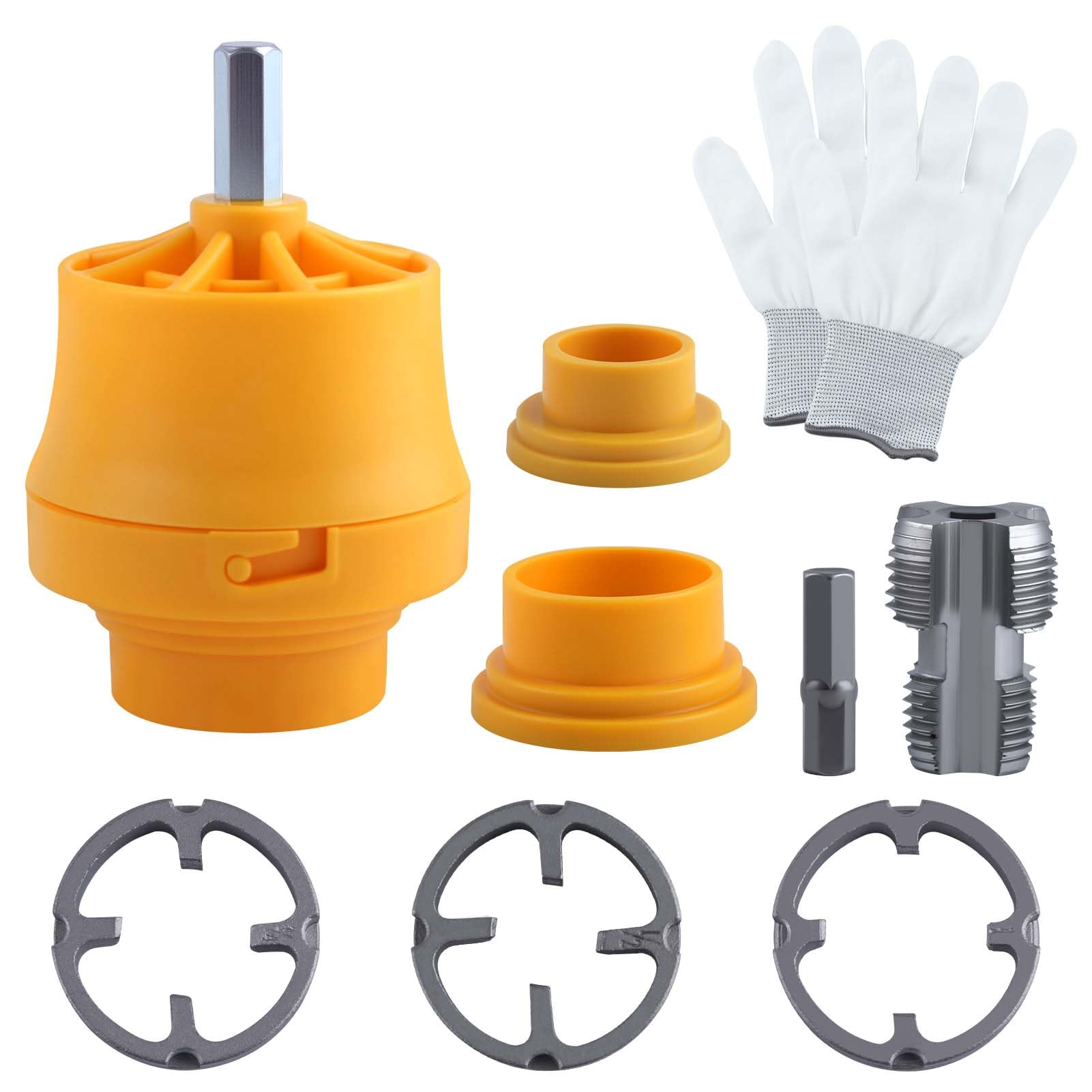 SPEEDWOX 8PCS Electric Drill Compatible PVC Pipe Threader Kit with Various Die Sizes PVC Thread Maker Tool for Electric Drill Pipe Threader Plumbing Tool with 3 Dies 1/2"