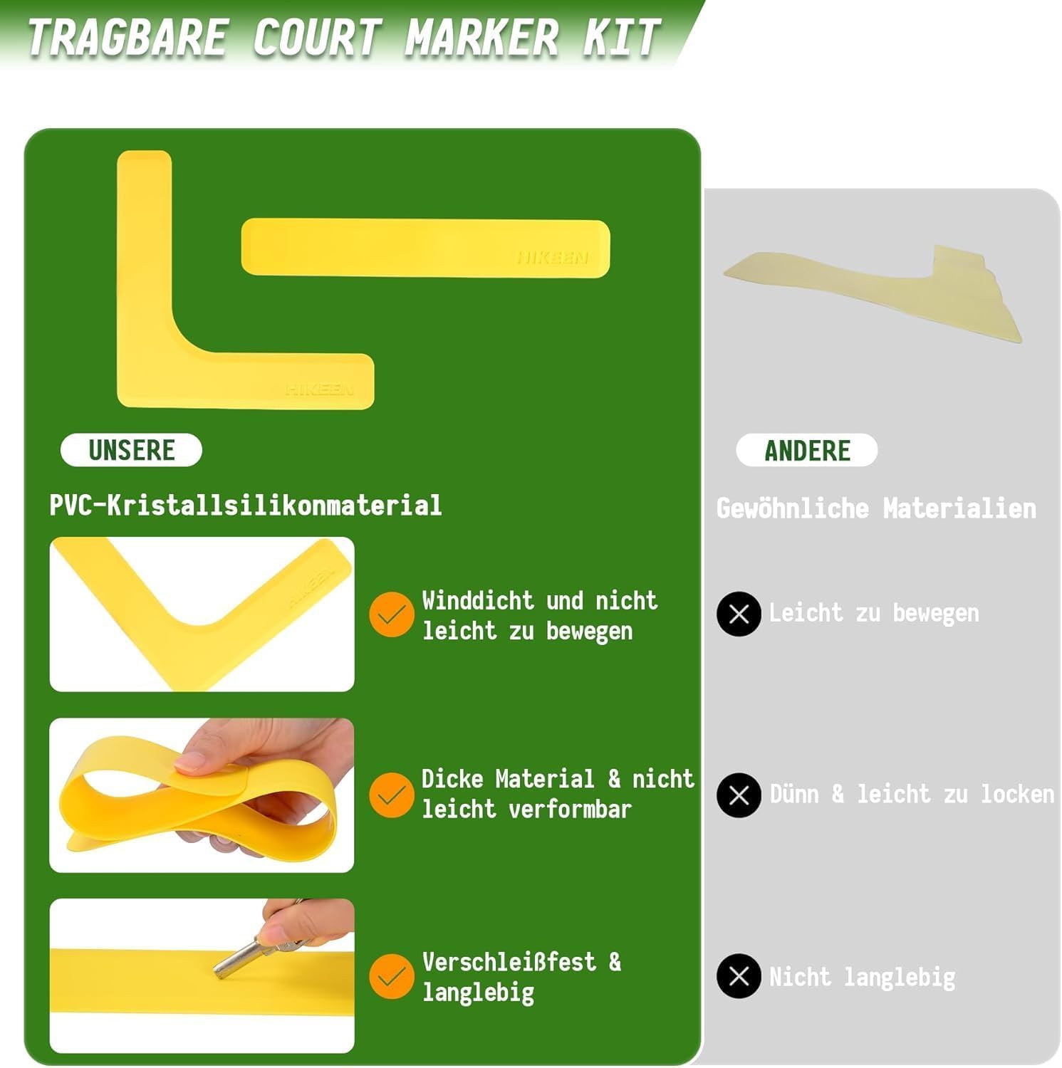 BOOSTEADY Pickleball Kit de Líneas de Cancha de Marcadores, Antideslizantes y Resistentes al Viento 28 Unidades para Pista Cubierta al Aire Libre, Marcadores Pickleball