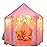 ORIAN Princess Castle Playhouse Tent for Girls with LED Star Lights - Indoor & Outdoor Large Kids Play Tent for Imaginative Games - ASTM Certified, 230 Polyester Taffeta. Pink 55x53.