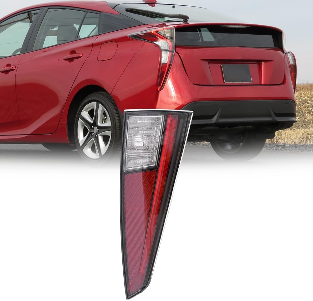 Toyota Prius For 2016 2017 2018 Halogen Tail Light Replacement Left Driver Side Black Housing Clear&Red Lens