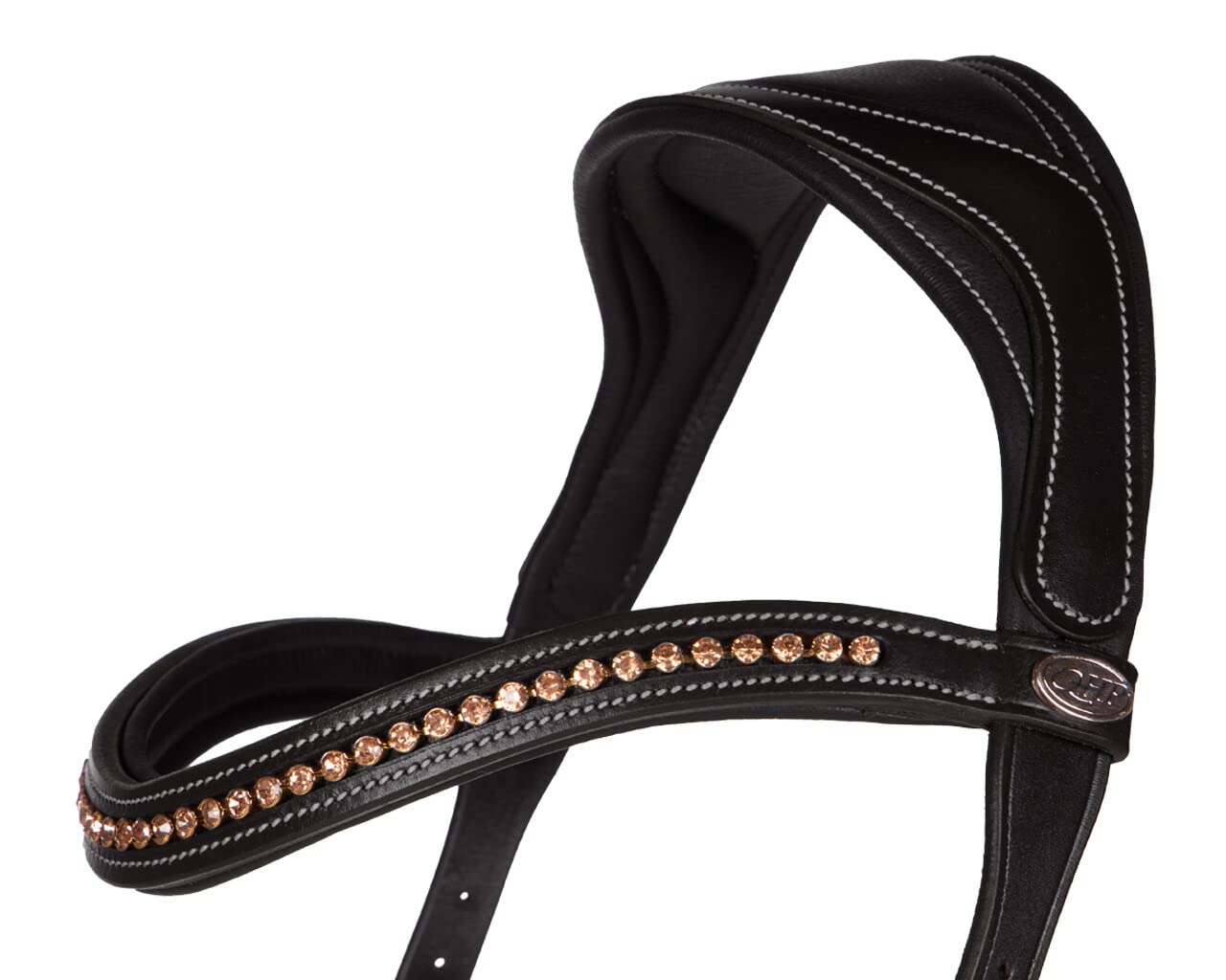 QHP Trense Anatomical de cuero sin mordida (sangre caliente, negro)