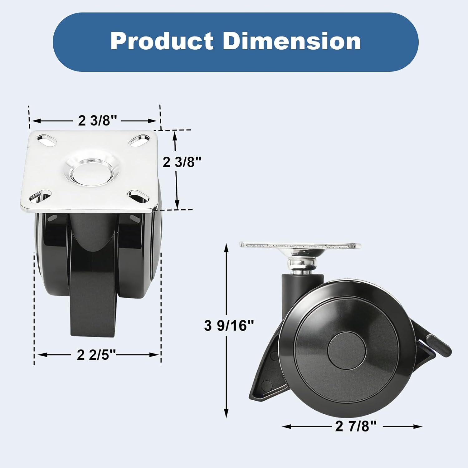 69828 Grill Wheels Replacement Parts for Weber Spirit 200/300 Series Grills (2013-2017 and 2019), Grill Locking Caster with Mounting Plate and Screws for Weber Spirit Grill Accessories, 4 Pack