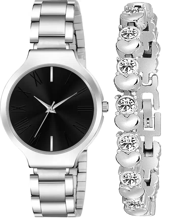 Evax Branded Analogue Watch with Gift Bracelet for Women or Girls and Watch for Girl or Women (Combo of 2) (Black) (B0B3JYKPBS) Amazon Price History, Amazon Price Tracker