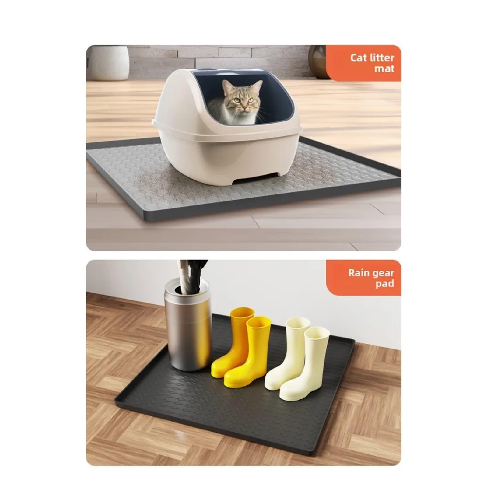Alfombra Comedero Perro Tapete de Silicona for Mascotas (Perros y Gatos), antiderrame e Impermeable, fácil Limpiar(A Light Gray,65X60cm)