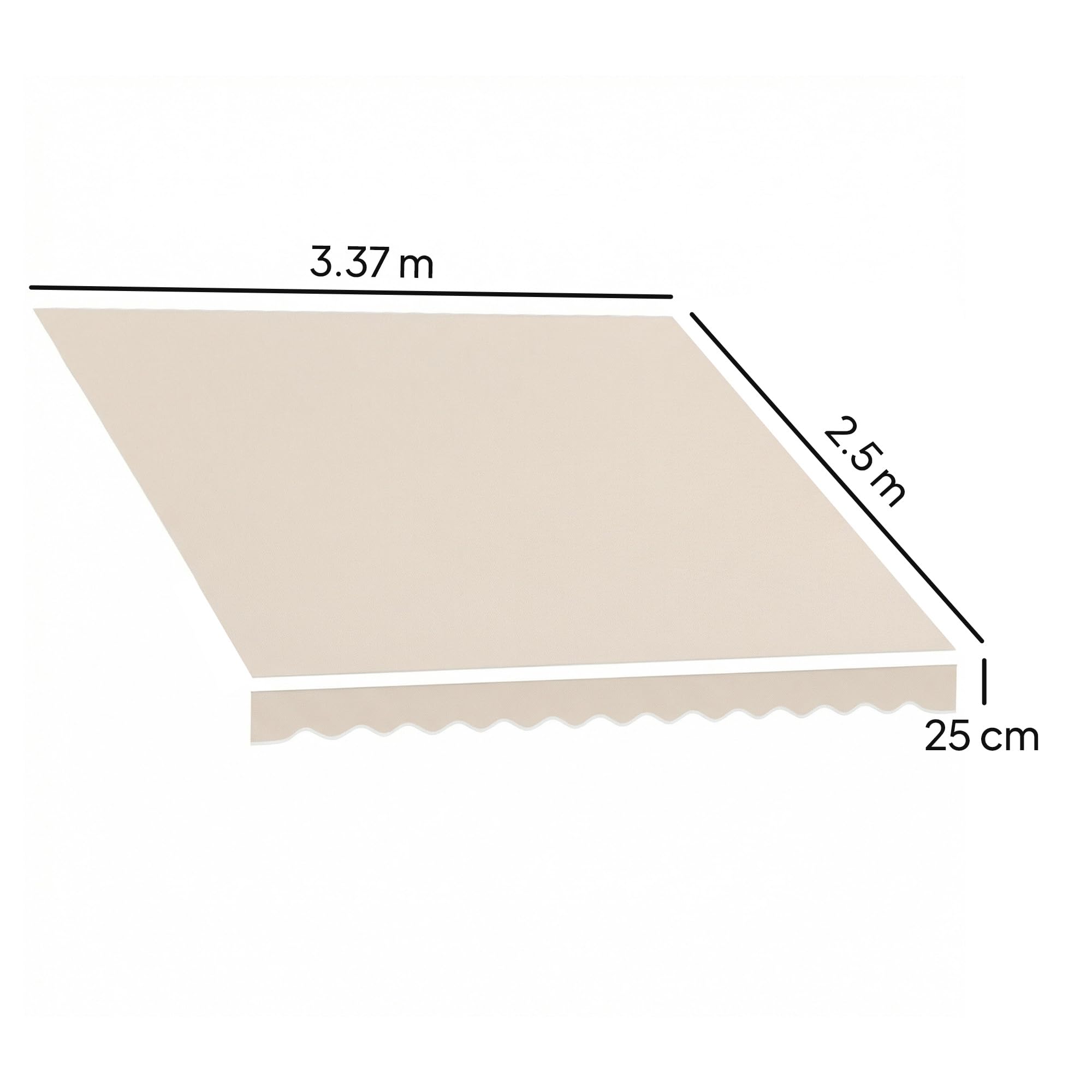 Outsunny Telo di Ricambio per Tenda Parasole Retrattile 337x250 cm Crema | Tessuto di Ricambio per Tenda a Braccio da 3.5x2.5 m in Poliestere, UV 50+, Balcone Patio Terrazzo Esterno Giardino