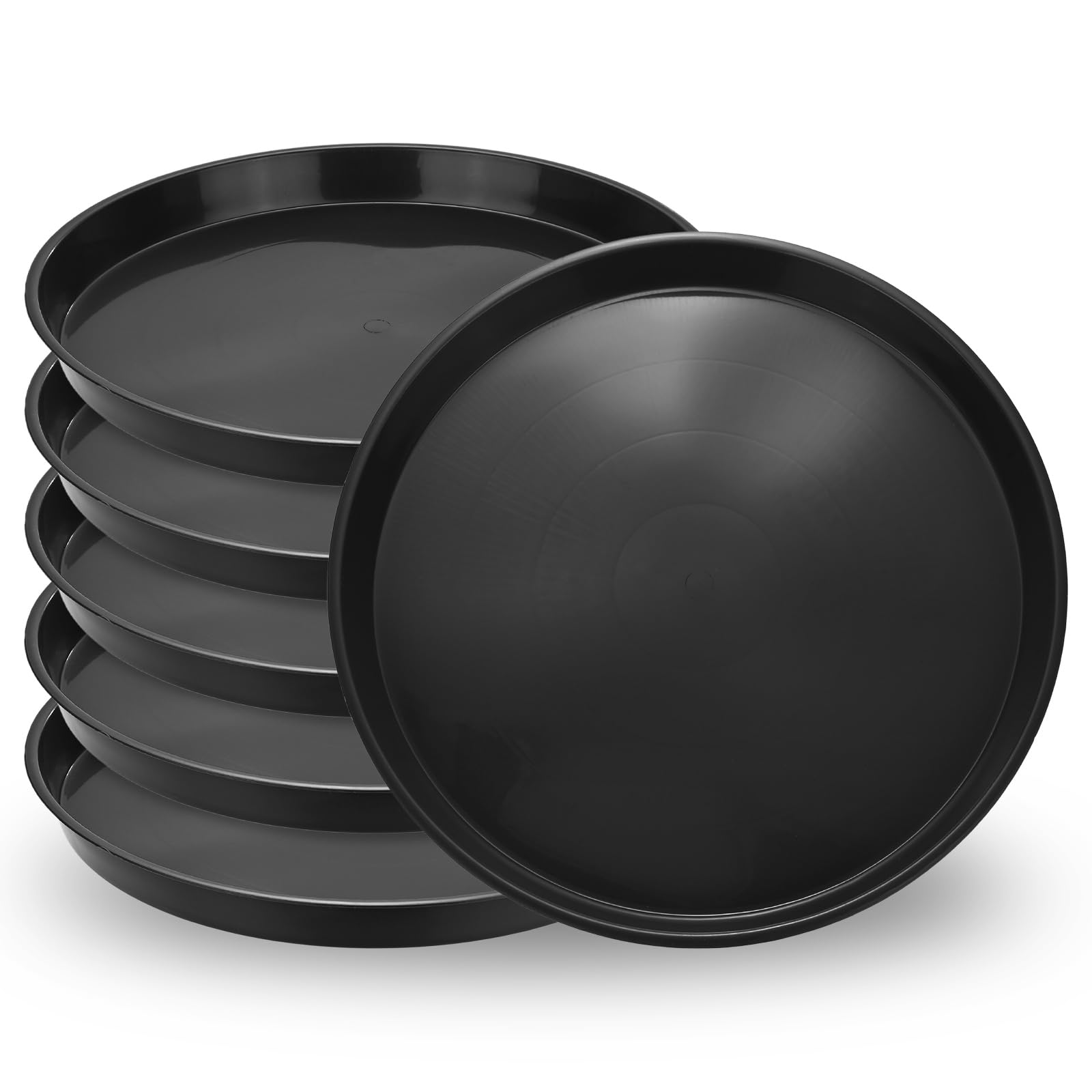 M METERXITY 6-Pack Plant Saucers Water Trays 13 inch ID Plastic, Black
