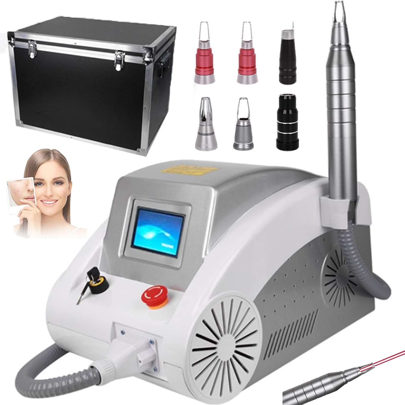 Appareil professionnel d'élimination des tatouages des sourcils avec 6 sondes, technologie laser picoseconde pour éliminer les taches pigmentaires et éclaircir le teint. Convient également aux ta