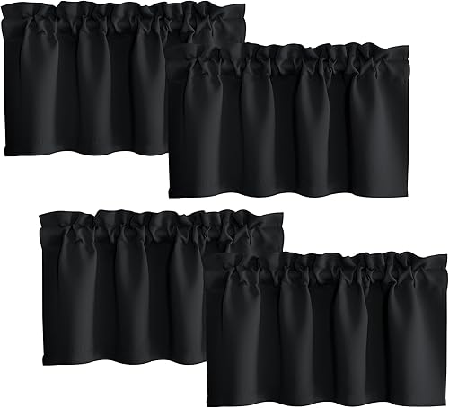 Miniatura 6 de NICETOWN 2 paneles de 46 x 63 pulgadas de largo, cortinas opacas con ojales y 4 paneles de 42 x 16 pulgadas de largo, cenefas opacas para decoración