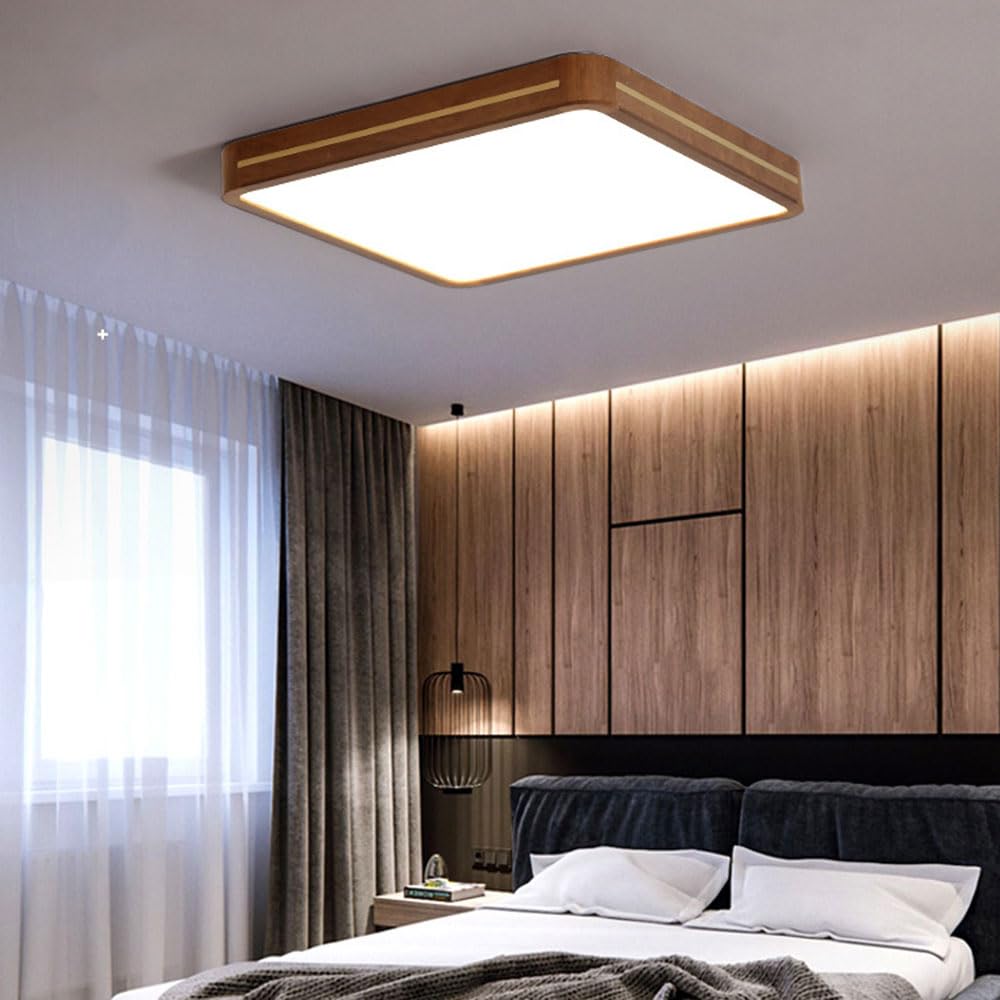Nowoczesna lampa sufitowa LED z akrylową lampą sufitową z energooszczędnym drewnianym kloszem do sypialni, kuchni, przedpokoju, pralni.