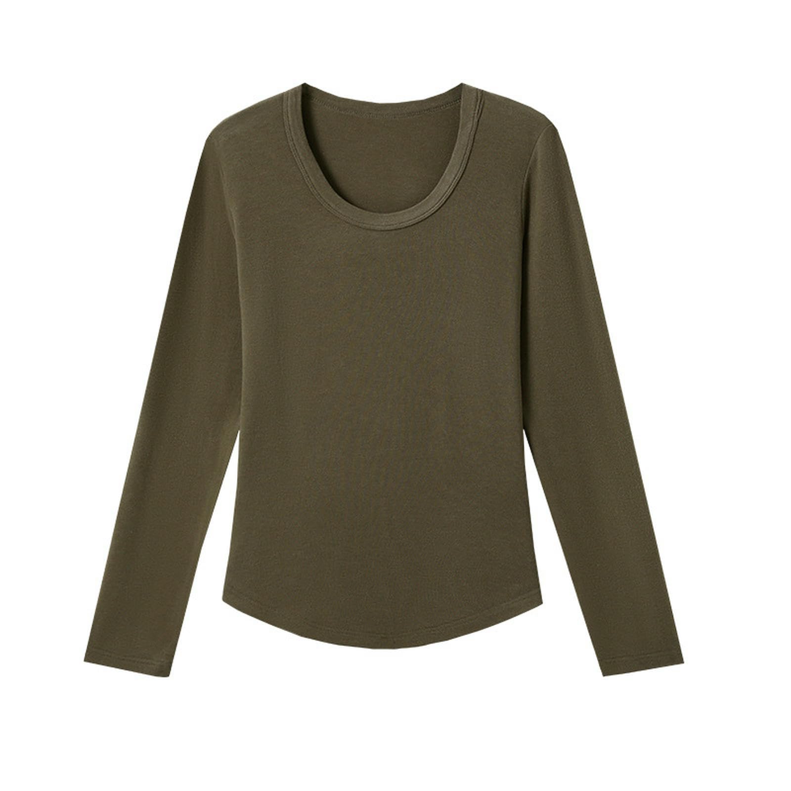 Maglia Termica Tops Autumn E Winter Silk Round Neck Color Solid Slim Fit per Le Donne-Bianco-l