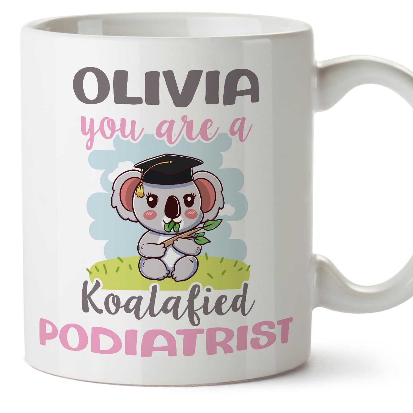 MUGFFINS Personalised Mug for Podiatrist Woman - in English - Custom Koalafied - Funny Custom Gift for Colleagues - Ceramic 11oz Mug โ image 1