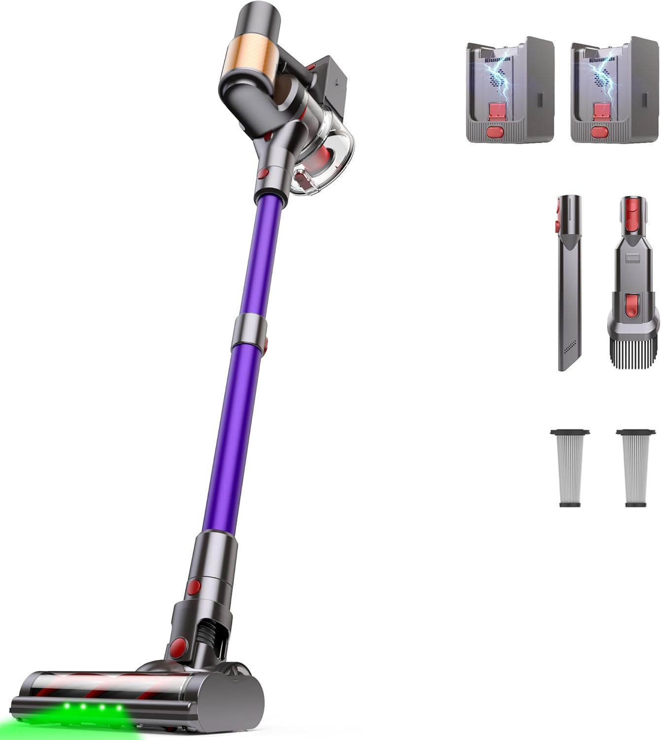 Product image of Cordless Vacuum Cleaner, 2 Batteries 120 Mins Runtime 50Kpa 600W, Stick Vacuum with Anti-Tangle Design, Self-Standing, Vacuum Cleaners for Home, Hardwood Floor, Carpet, Pet Hair