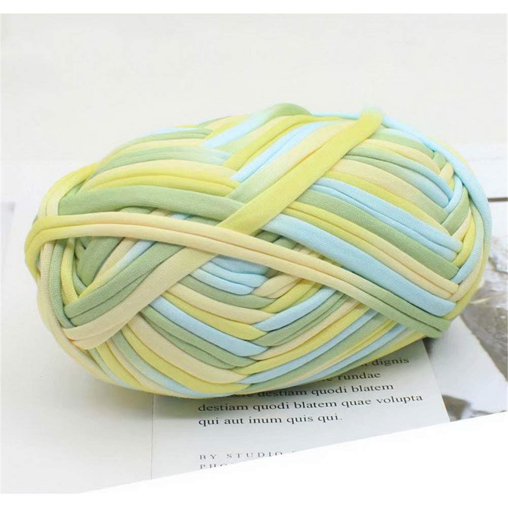 1 PCS Colorful T-Shirt Yarn Knitting Yarn Fabric Crochet Cloth for DIY Knitted Fabric Art (#47 Yellw&Green)