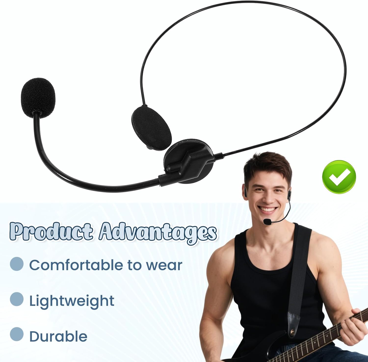 Fake Microphone Headset Costume Prop Head Microphone Fake Star Headphone Costume Accessory Prop for Music Party Halloween (Black)