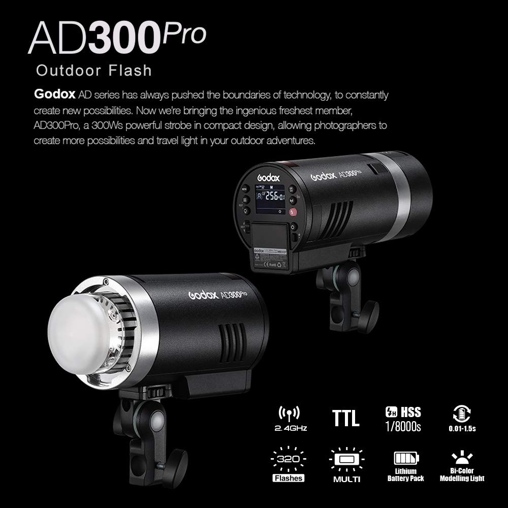 Amazon.com : Godox AD300Pro AD300 Pro Strobe Light, 300W 2.4G TTL 