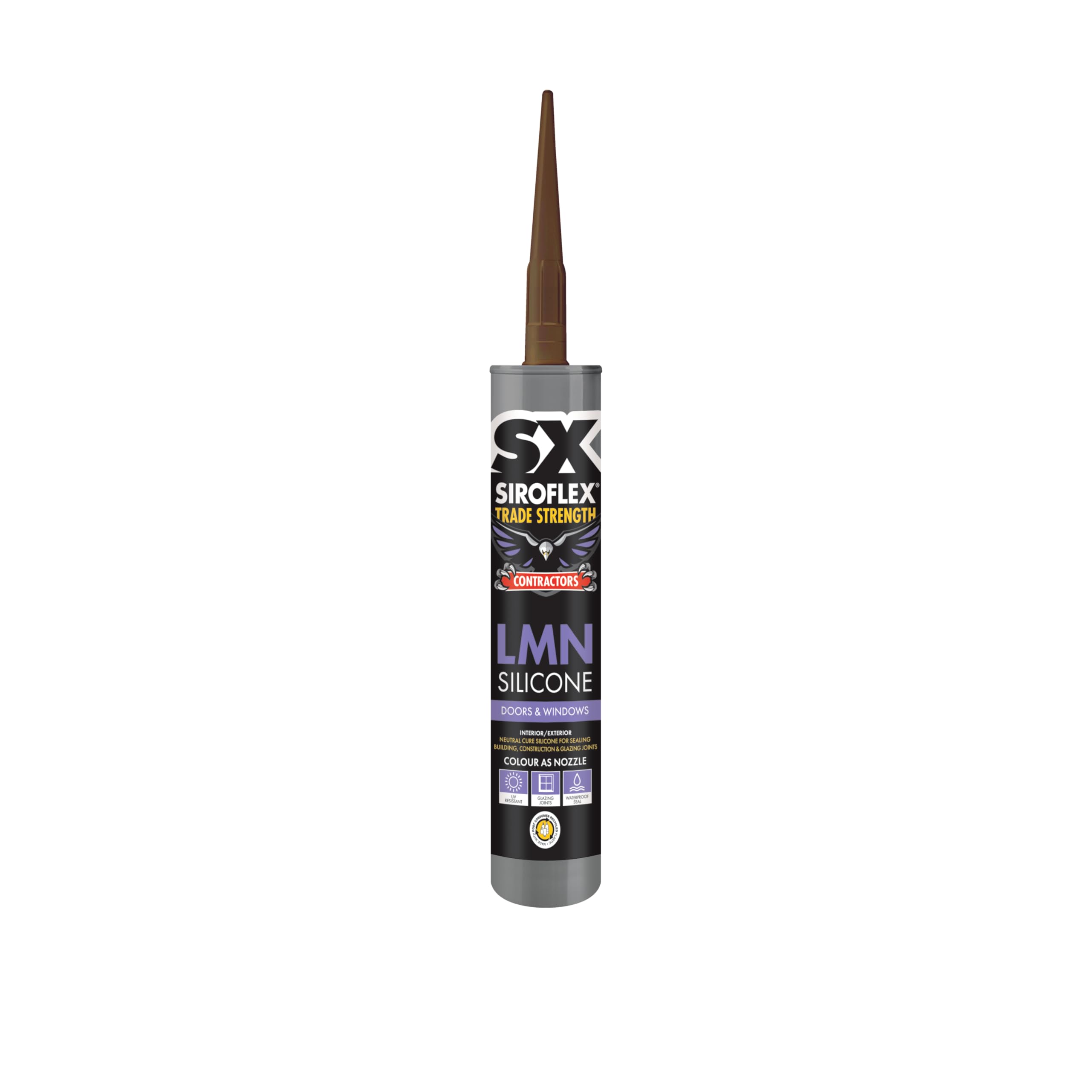 SX Siroflex Rosewood LMN Formula Silicone 300ml – Waterproof, Flexible Sealant for Windows, Sanitary, Glazing & Building Joints – Indoor & Outdoor Use — image 1