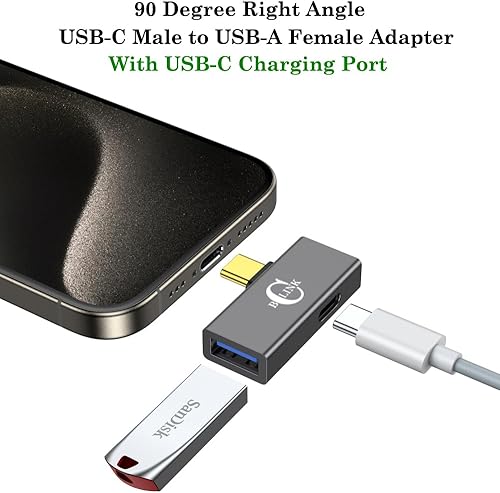 Vista 2 de BCLINK Adaptador USB C a USB 3.1 2 en 1 con puerto de carga de 100 W, convertidor Thunderbolt 4/3 OTG para Meta Quest 2, iPhone 15, MacBook, iMac