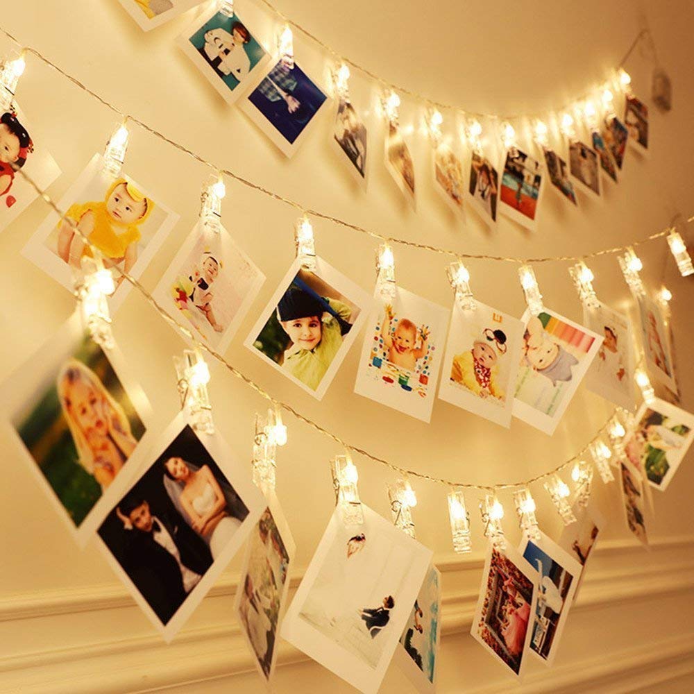 Cuzile Warm White Led Photo Clip String Lights Usb Powered Picture Hangers Light With 40 Photo Clips Christmas Decoration Perfect For Hanging Pictures, Notes,Cards,Memos And Artwork