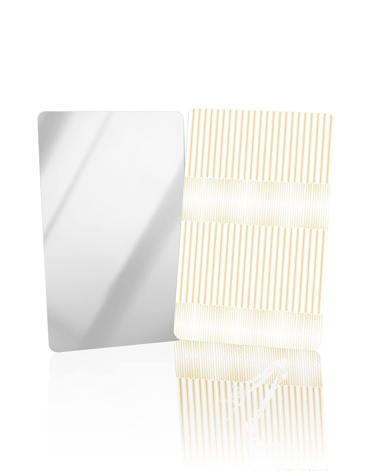 Beige Ombre Striped Compact Mirror Bulk 4 Pack Card Mirror